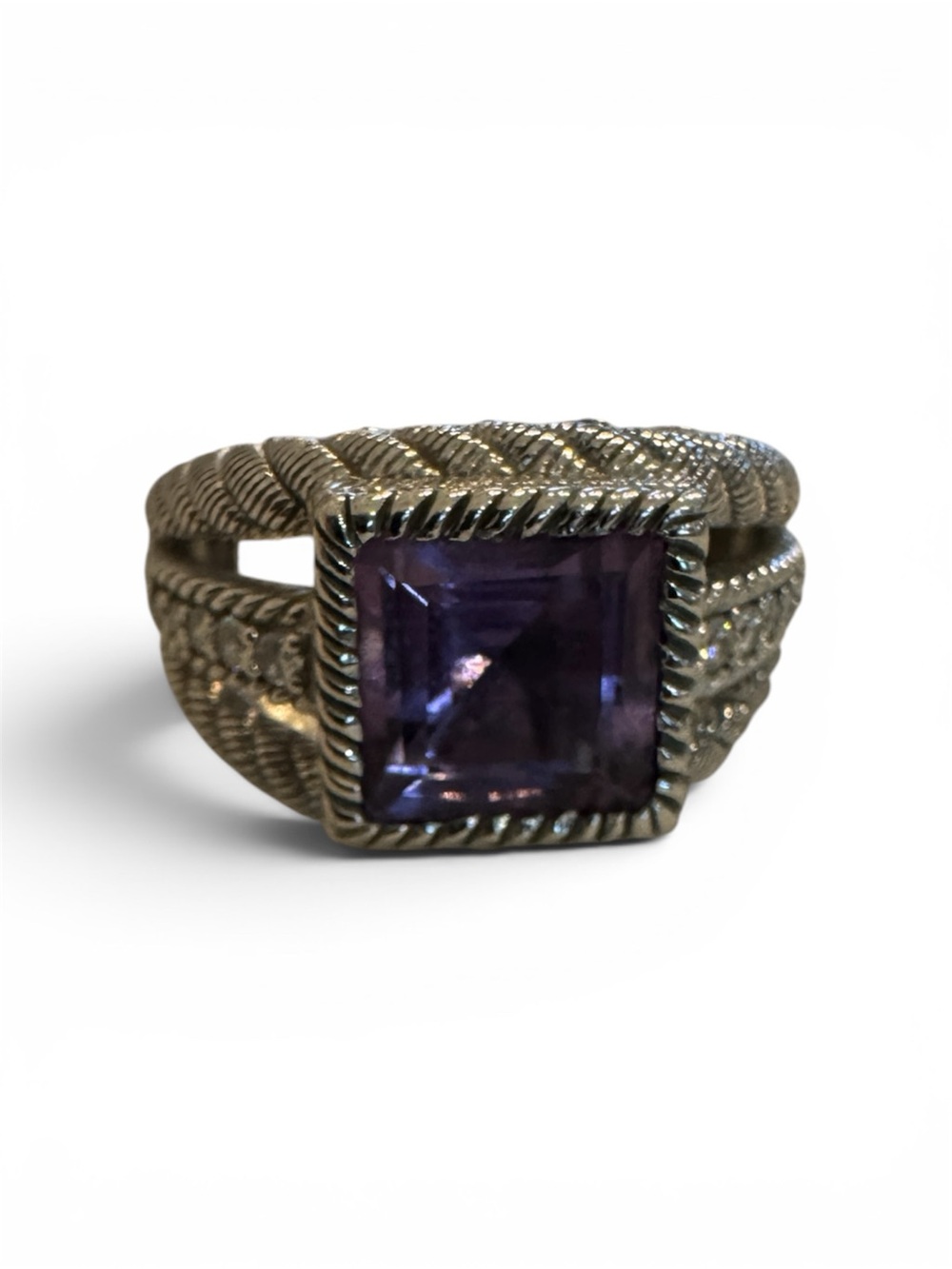 Judith Ripka Sterling Silver Amethyst Diamonique Ring